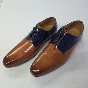 Antonio Cerrelli Oxford‎ Dress Shoes Mens 12 Tan Navy Blue Two Tone Square Toe